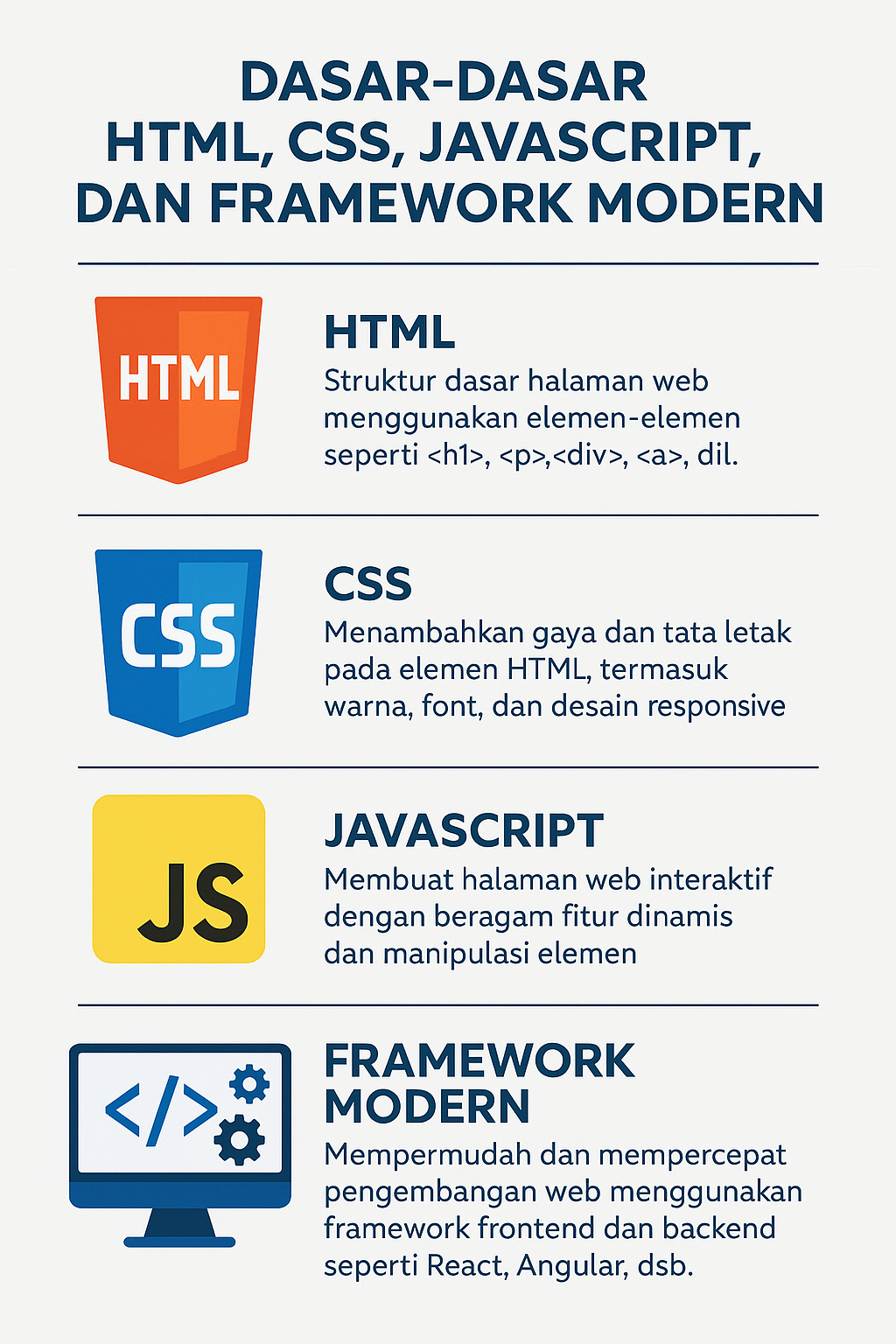 Dasar-Dasar HTML, CSS, JavaScript, dan Framework Modern